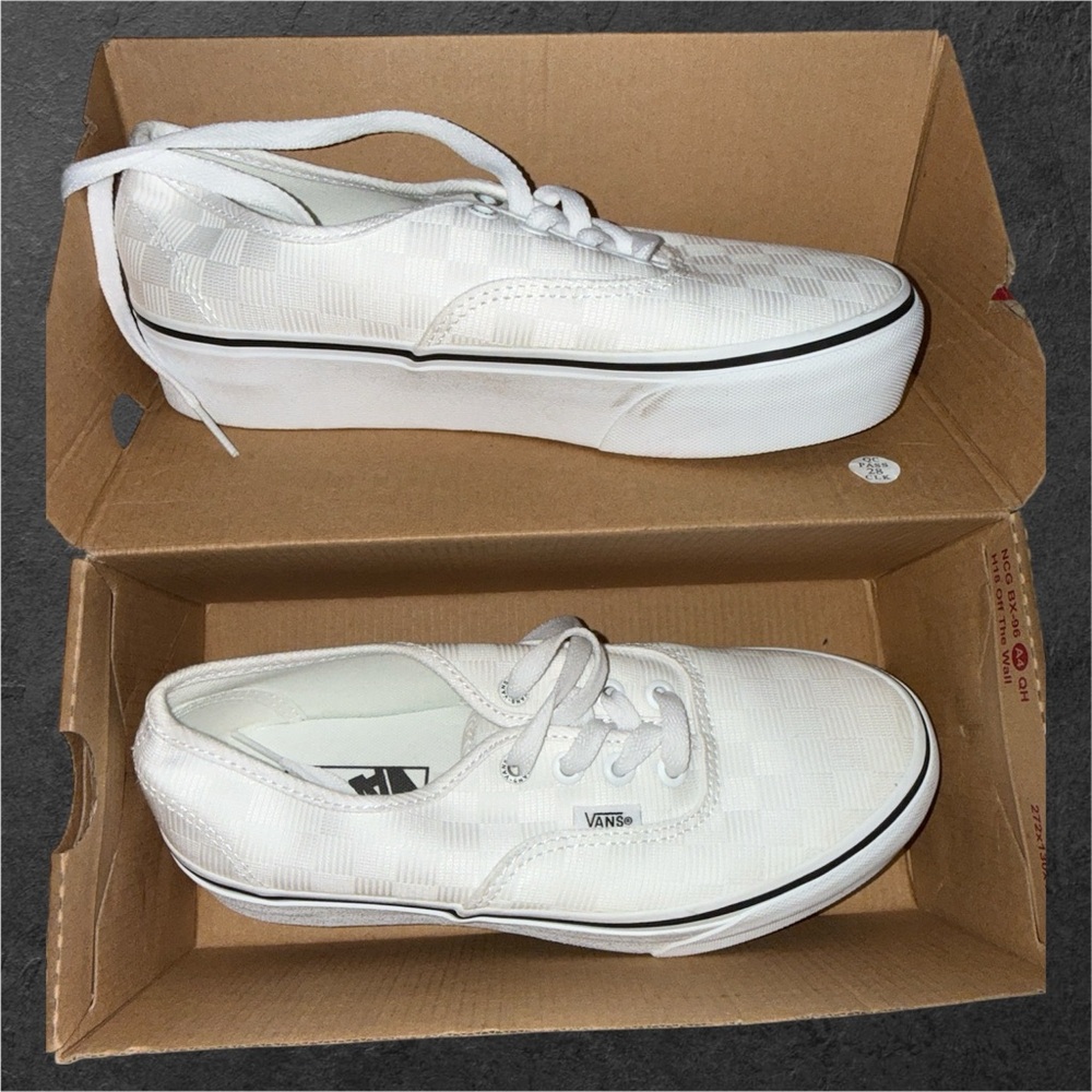 Vans White Checkered Lace-Up Shoes